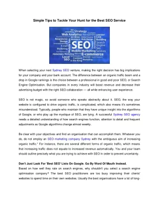 Simple Tips to Tackle Your Hunt for the Best SEO Service