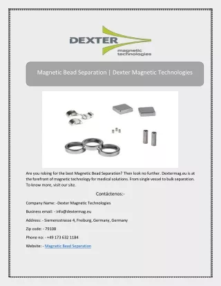 magnetic bead separation dexter magnetic