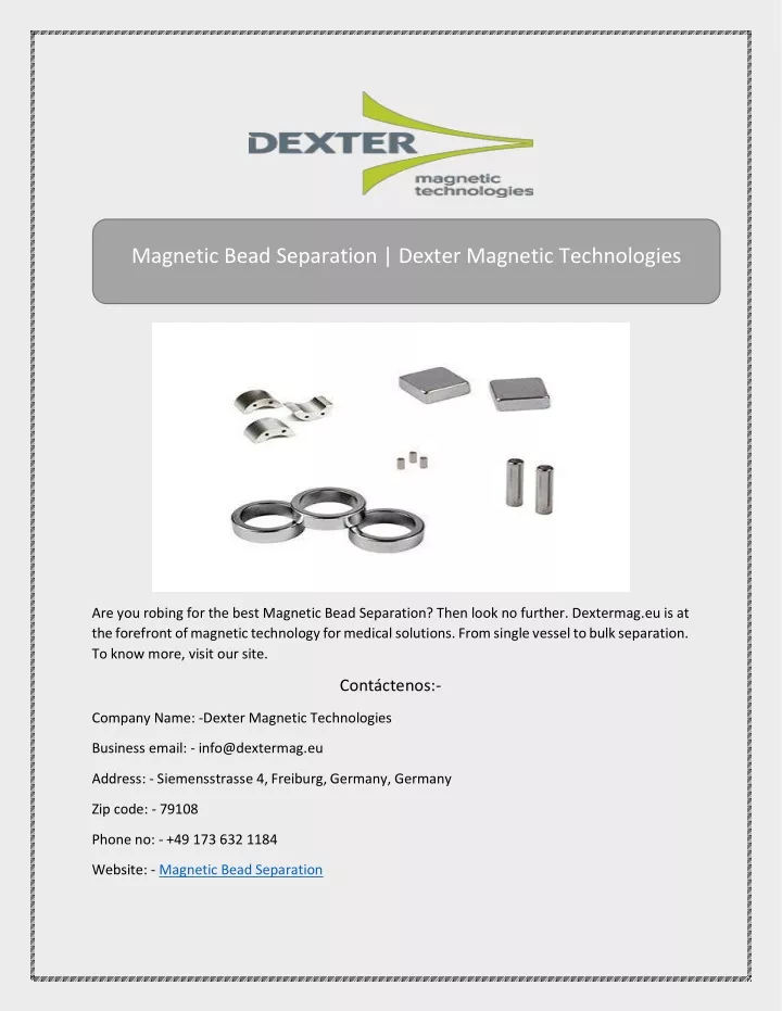 magnetic bead separation dexter magnetic
