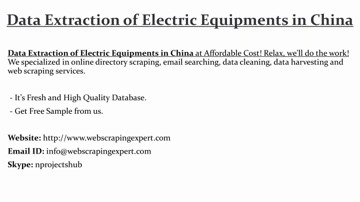 data extraction of electric equipments in china