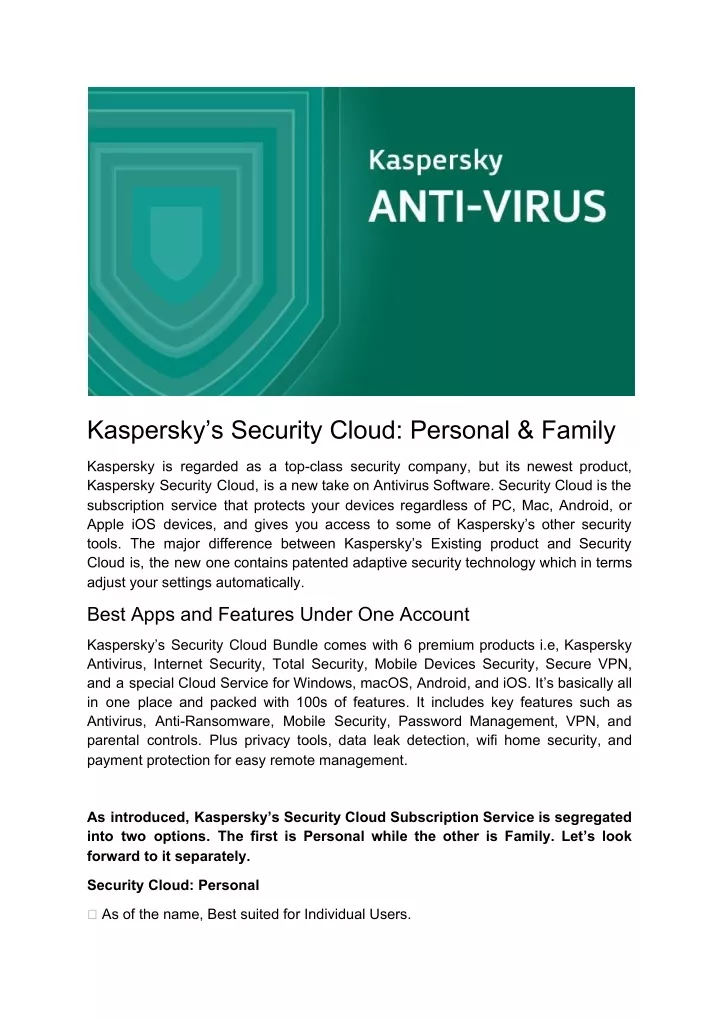 kaspersky s security cloud personal family