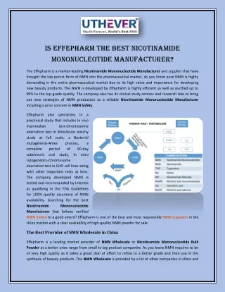 Is Effepharm the Best Nicotinamide Mononucleotide Manufacturer?