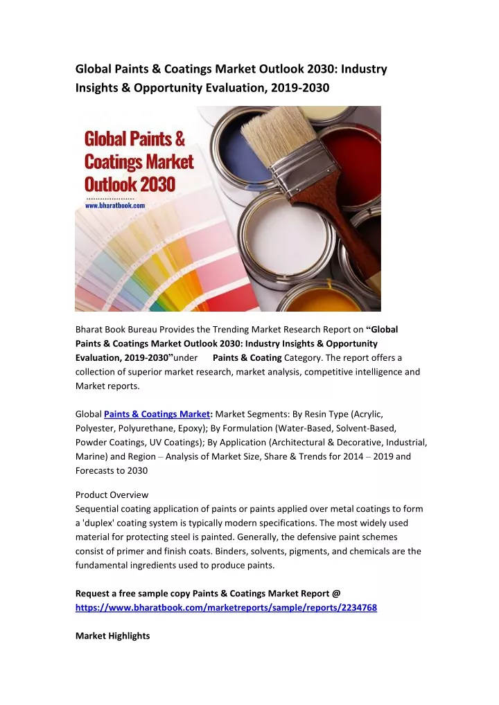 global paints coatings market outlook 2030
