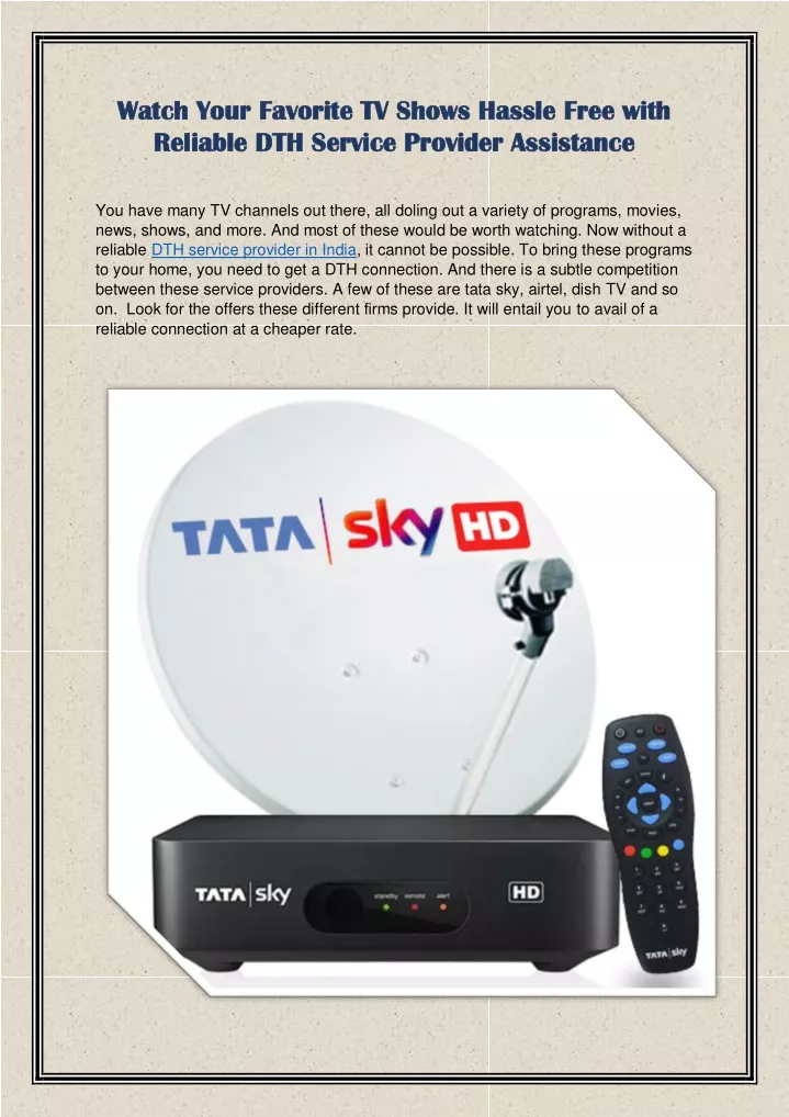 watch watch your reliable dth service provider