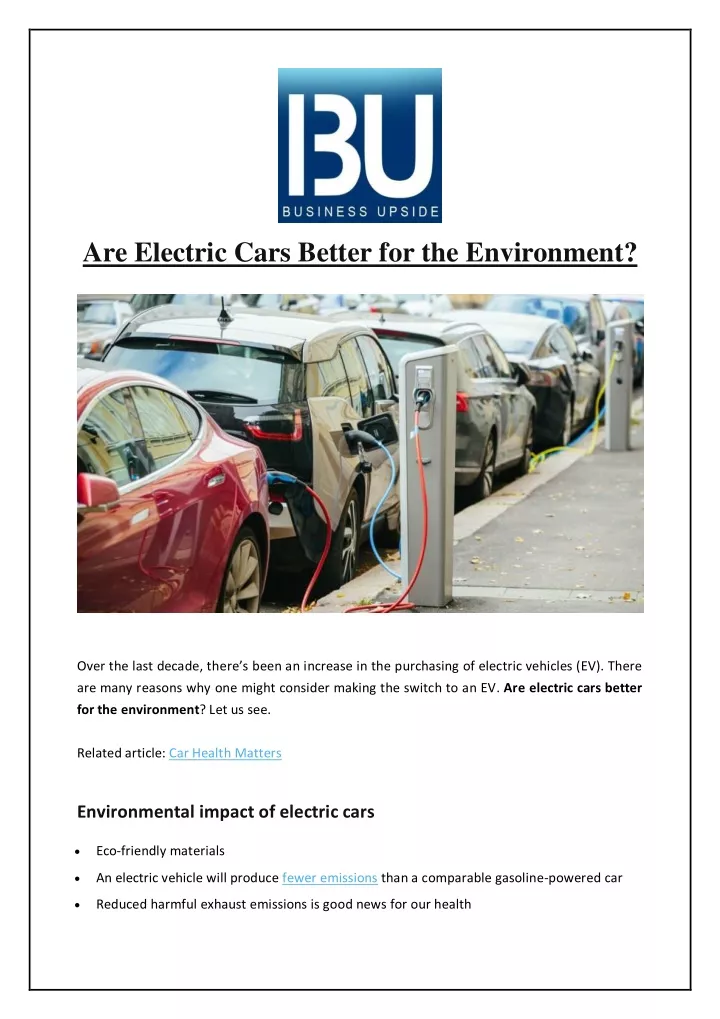 are electric cars better for the environment