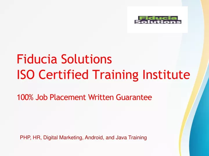 fiducia solutions iso c ertified training