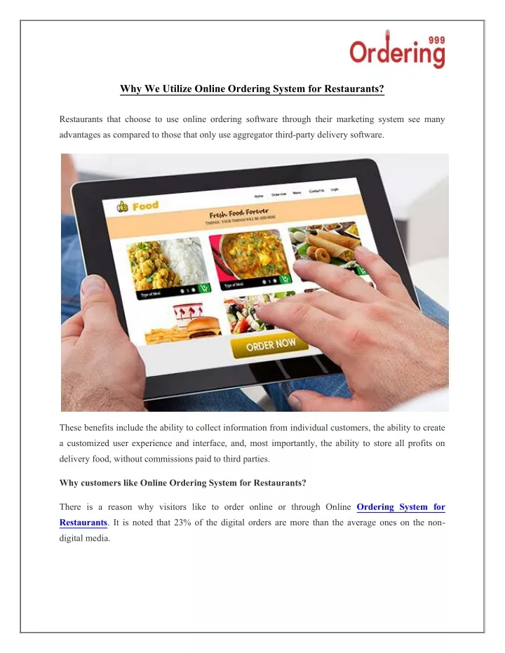 why we utilize online ordering system