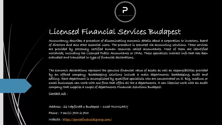 licensed financial services budapest