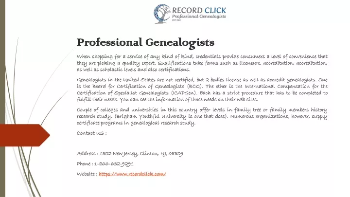 professional genealogists