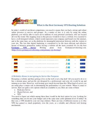 what is the best germany vps hosting solution