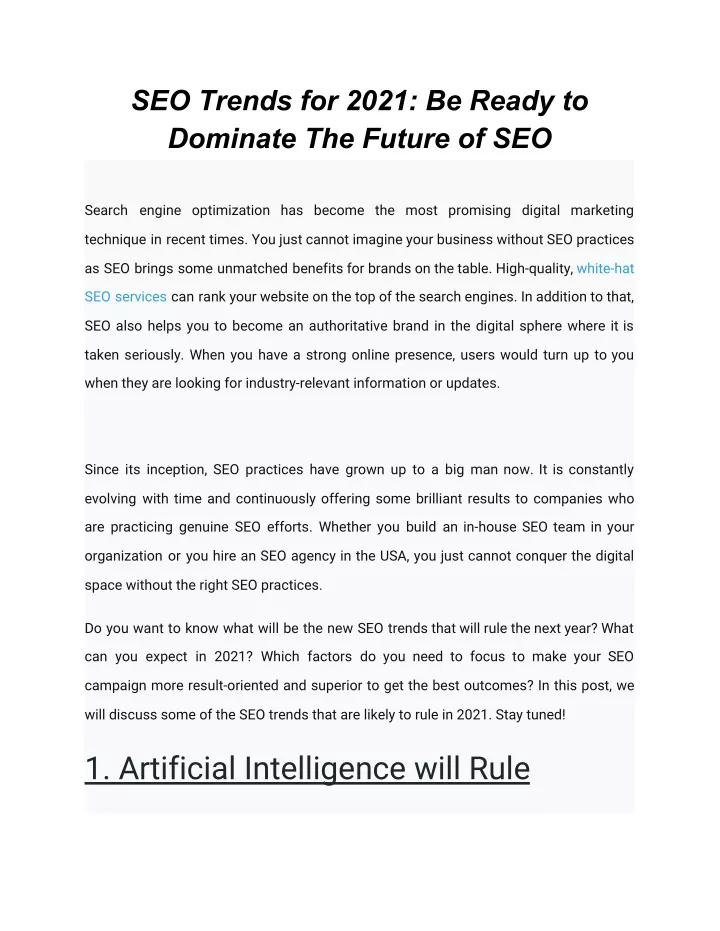 seo trends for 2021 be ready to dominate