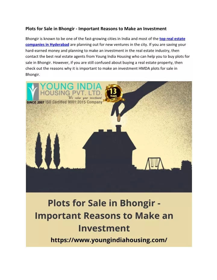 plots for sale in bhongir important reasons