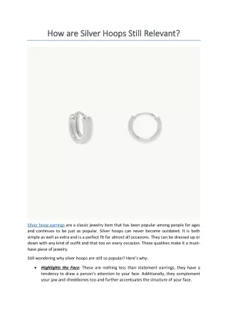how are silver hoops still relevant