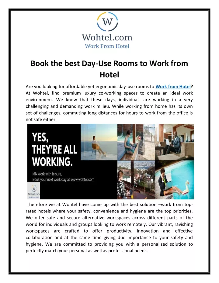 book the best day use rooms to work from hotel