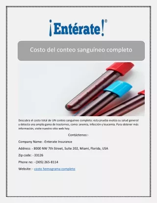 costo del conteo sangu neo completo