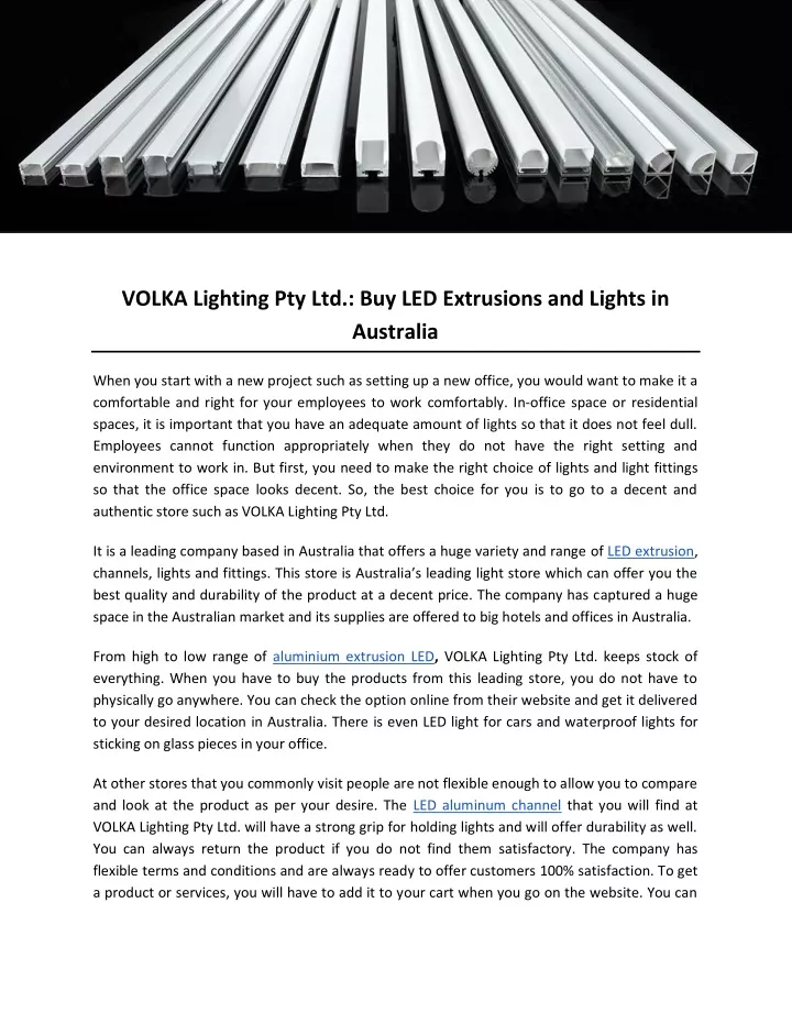 volka lighting pty ltd buy led extrusions