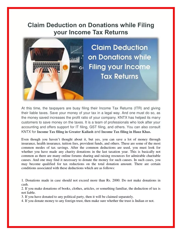 claim deduction on donations while filing your