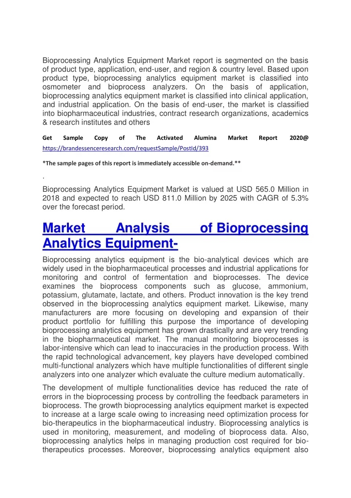 bioprocessing analytics equipment market report