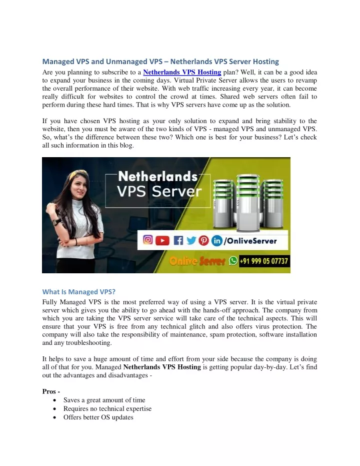 managed vps and unmanaged vps netherlands