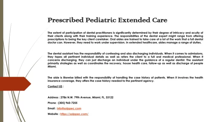prescribed pediatric extended care