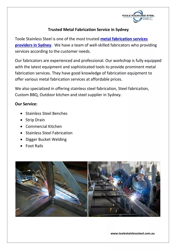 trusted metal fabrication service in sydney