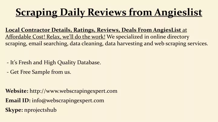 scraping daily reviews from angieslist