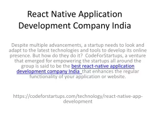 react native application development company india