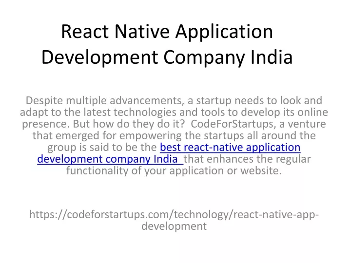 react native application development company india