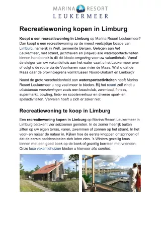 Recreatiewoning kopen Limburg