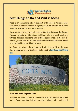 Best Things to Do and Visit in Mesa