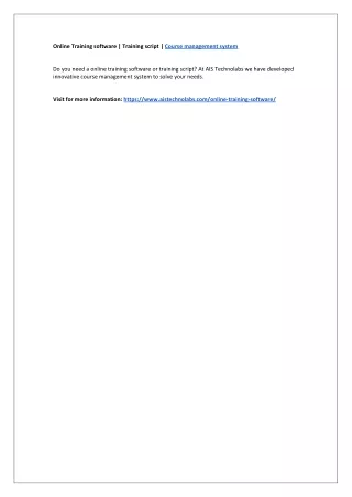 online training software training script course