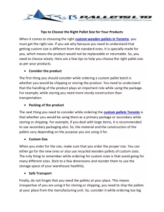 tips to choose the right pallet size for your