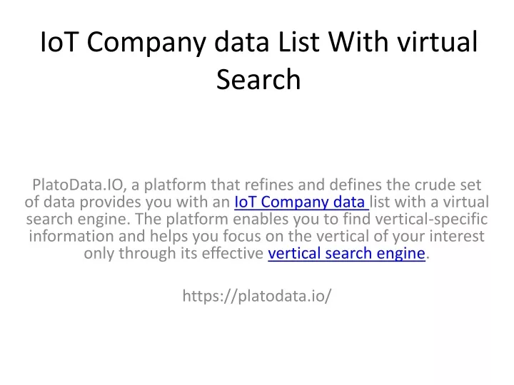 iot company data list with virtual search