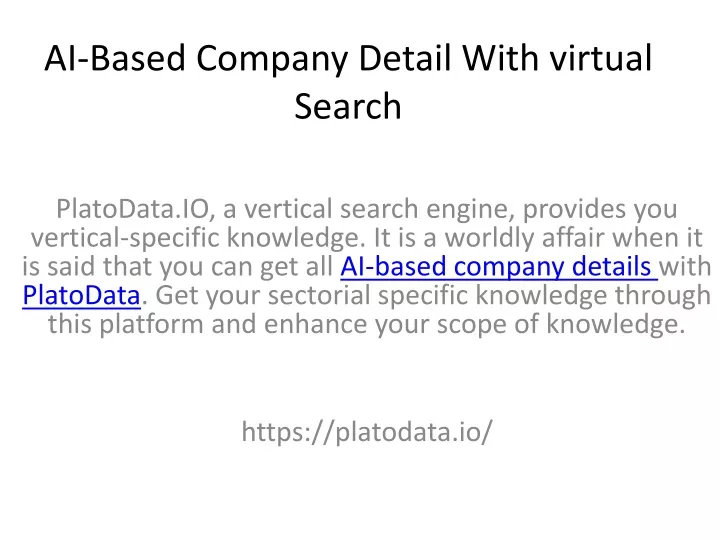 ai based company detail with virtual search