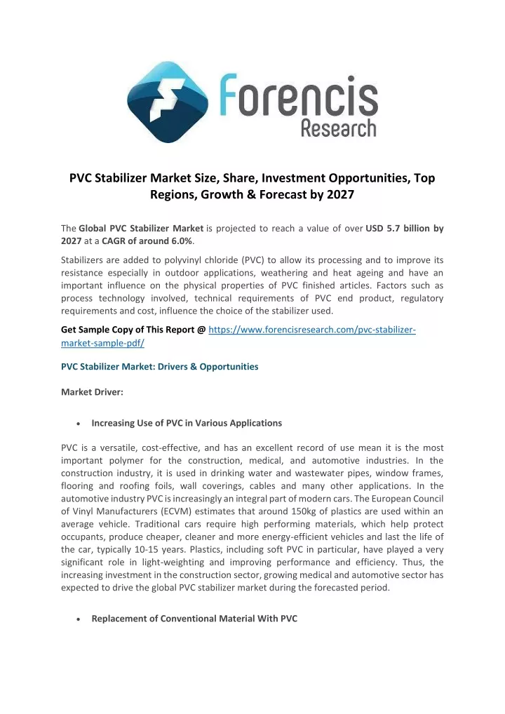 pvc stabilizer market size share investment