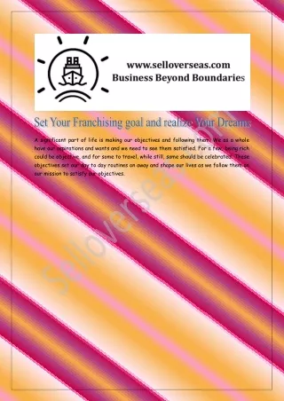 Set Your Franchising goal and realize Your Dreams