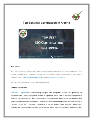 Top Best ISO Certification in Algeria