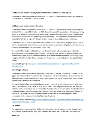 cauliflower and broccoli industry scenario