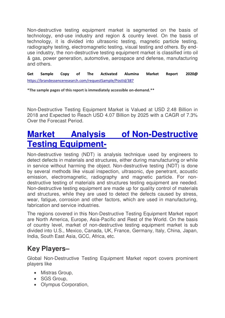 non destructive testing equipment market