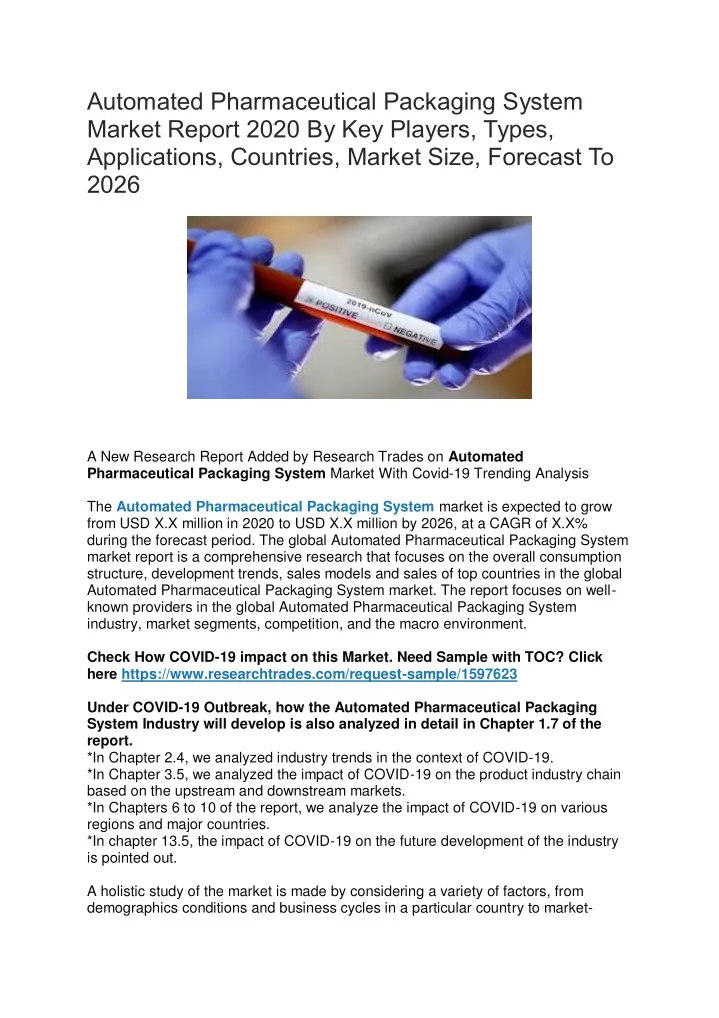 automated pharmaceutical packaging system market