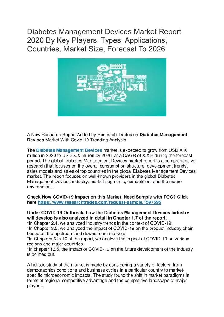 diabetes management devices market report 2020