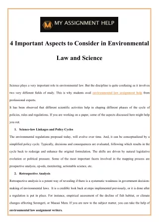 4 important aspects to consider in environmental