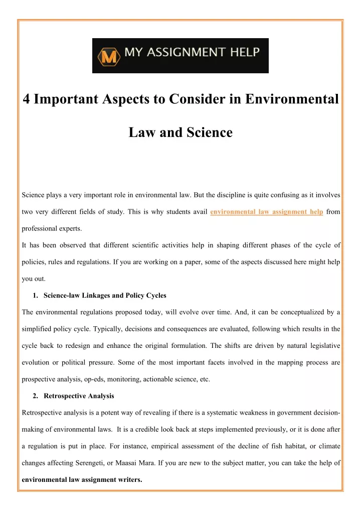 4 important aspects to consider in environmental