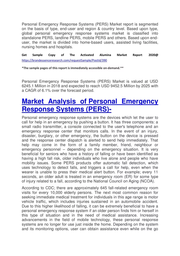 personal emergency response systems pers market