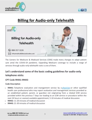 billing for audio only telehealth