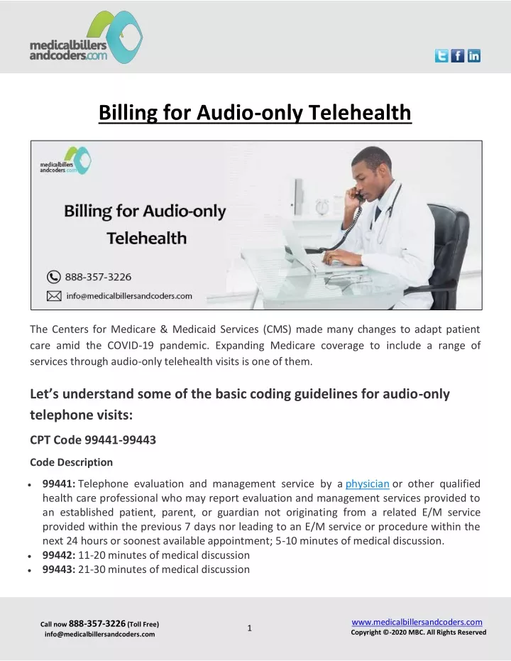 billing for audio only telehealth