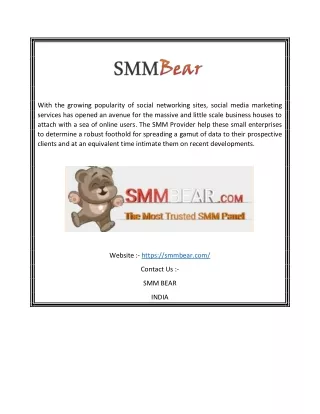 Cheap SMM Panel | Smmbear.com