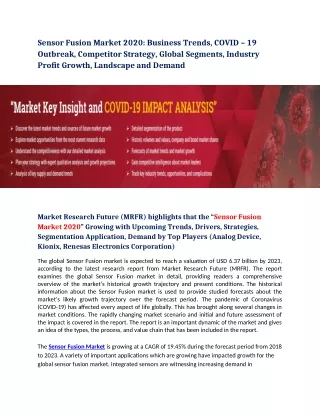 sensor fusion market 2020 business trends covid
