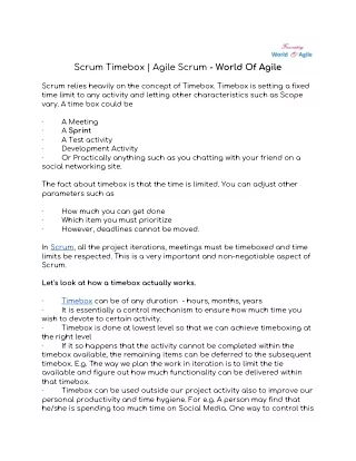 Scrum Timebox | Agile Scrum - World Of Agile