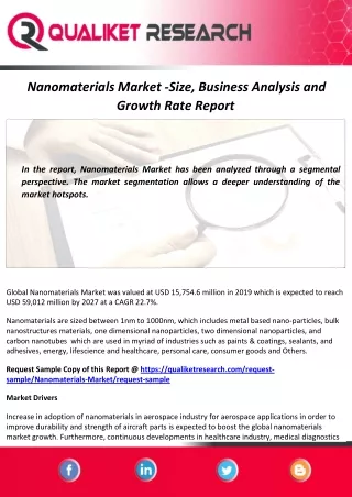 Nanomaterials Market Size, Future Scope and Forecast Report to 2027